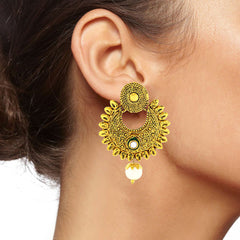 Traditional Antique 22K Gold Plated Chand Bali Earring For Women