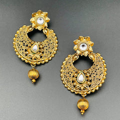 Traditional Antique 22K Gold Plated Chand Bali Earring For Women