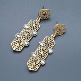 Italian Kundan 14K Gold Plated Dangling Earring For Women