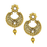 Kundan Filigree Antique 22K Gold Plated Chand Bali Earring For Women
