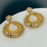 Floral American Diamond 22K Gold Plated Dangling Earring For Women
