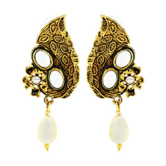 Traditional Dainty 22K Gold Chand Bali Cz Pearl Earring For Women