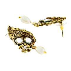 Traditional Dainty 22K Gold Chand Bali Cz Pearl Earring For Women