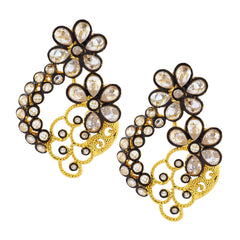 Designer Floral Gold Plated Kundan American Diamond Earring For Women