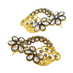 Designer Floral Gold Plated Kundan American Diamond Earring For Women