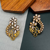 Designer Floral Gold Plated Kundan American Diamond Earring For Women