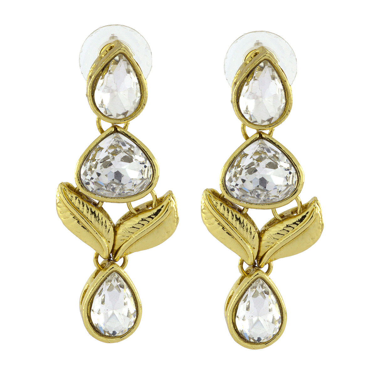 Designer American Daimonds Kundan Gold Plated Drop Earring For Women