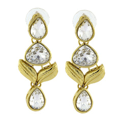 Designer American Daimonds Kundan Gold Plated Drop Earring For Women
