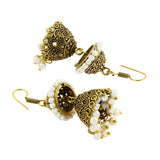 Antique Oxidized Gold Plated Pearl Double Jhumki Earring For Women