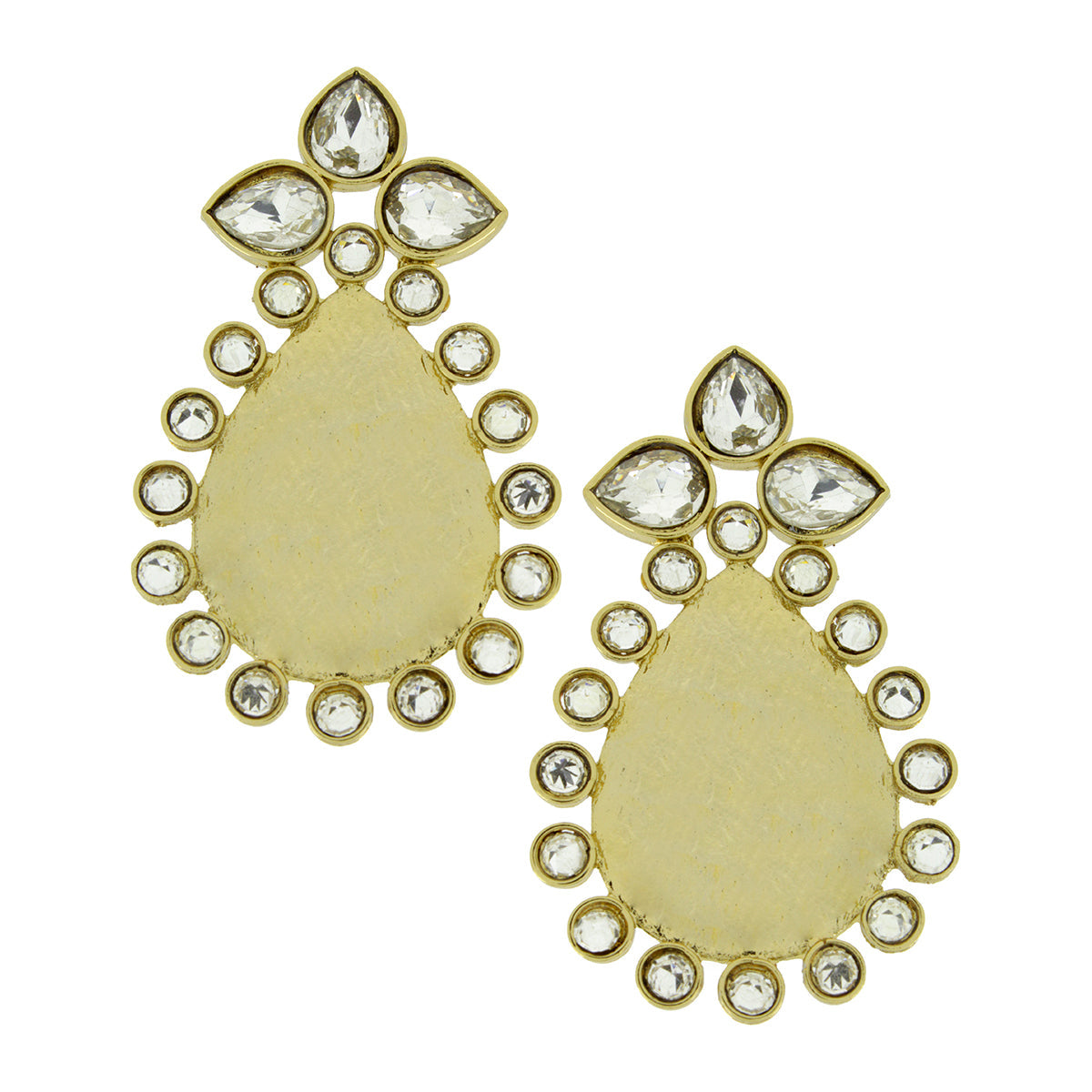 Statement Pear American Diamond Kundan 18K Gold Stud Earring For Women
