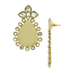 Statement Pear American Diamond Kundan 18K Gold Stud Earring For Women