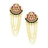 Long Statement Peacock Rani Pink Green Pearl Dangling Earring