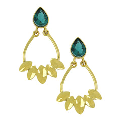 Italian Petal Green 18K Gold Plated Dangling Earring For Women