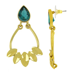 Italian Petal Green 18K Gold Plated Dangling Earring For Women