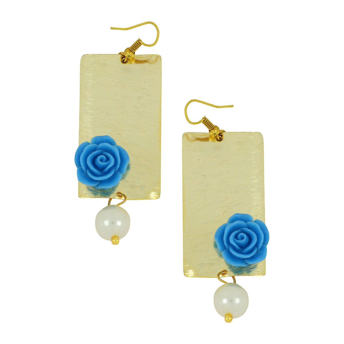 Daily Dangling Blue Gold Plated Rose Pearl Earring For Women
