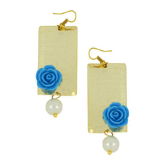 Daily Dangling Blue Gold Plated Rose Pearl Earring For Women