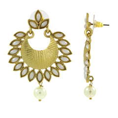 Dainty Chandbali Pearl Antique 18K Gold Plated Earring For Women