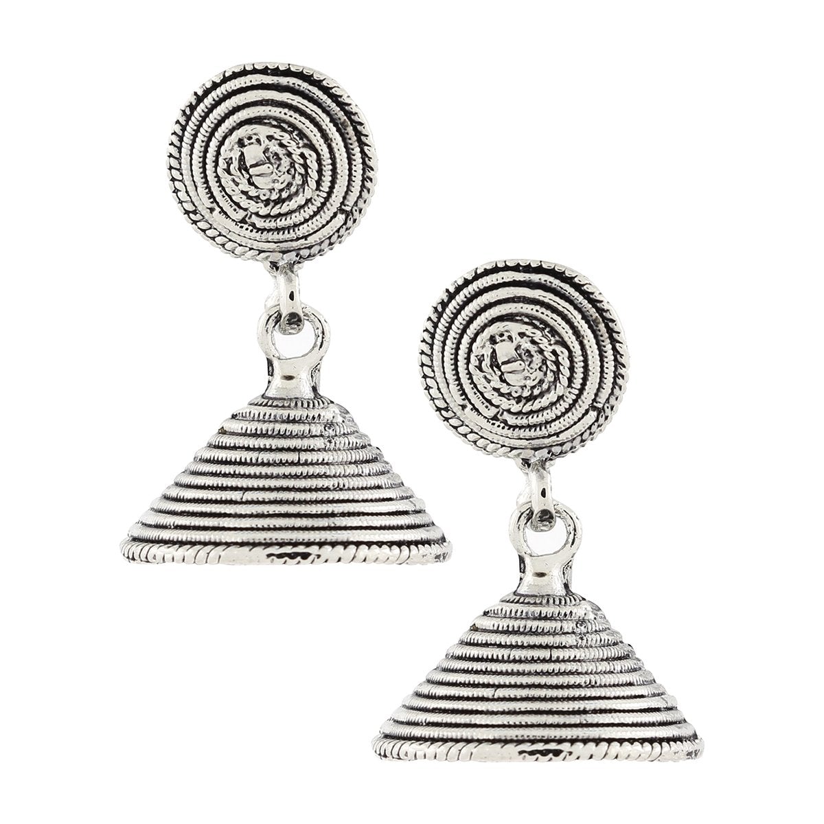 Dainty Indian Jaipur Oxidized German Silver Jhumki Earring For Women