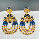 Design 18K Gold Blue Crystal Cubic Zirconia Beads Chandelier Earring
