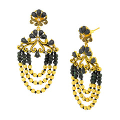 Design 18K Gold Black Crystal Cubic Zirconia Beads Chandelier Earring