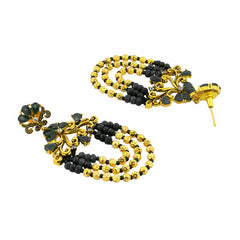 Design 18K Gold Black Crystal Cubic Zirconia Beads Chandelier Earring