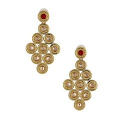 LCT Maroon American Diamond Cz Kundan Antique Gold Dangling Earring