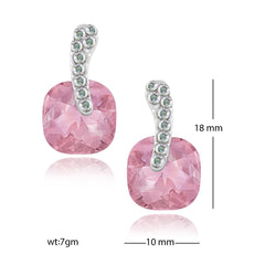 Cushion Aaa Crystal American Diamond Pink Stud Earring Girls Women
