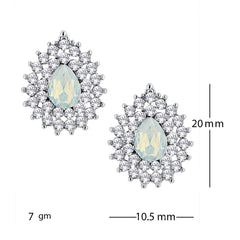 Leaf Drop Aaa Crystal American Diamond White Stud Earring Girls Women