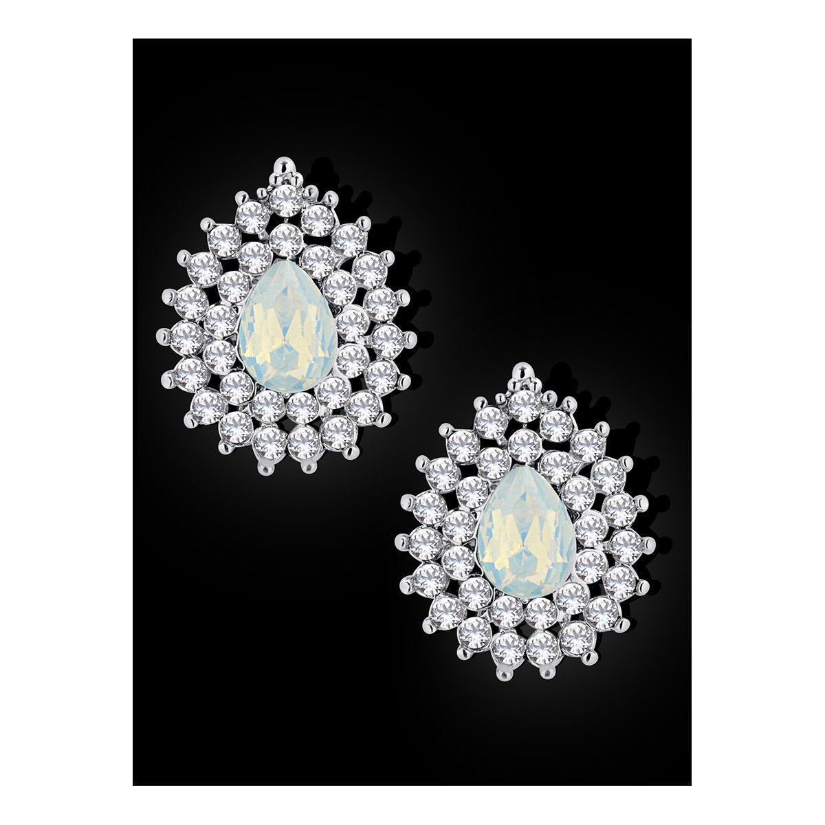 Leaf Drop Aaa Crystal American Diamond White Stud Earring Girls Women