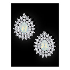 Leaf Drop Aaa Crystal American Diamond White Stud Earring Girls Women
