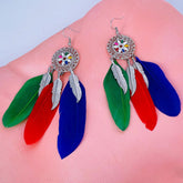 Feather Leaf Filigree Multicolor Enamel Hanging Dangle Earring
