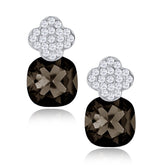Quatrefoil Aaa Crystal American Diamond Black Rhodium Stud Earring