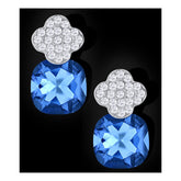Quatrefoil Aaa Crystal American Diamond Blue Rhodium Stud Earring