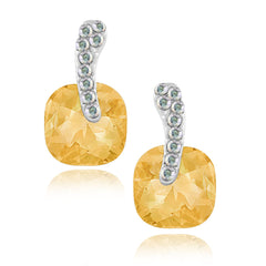 Cushion Aaa Crystal American Diamond Gold Stud Earring Girls Women