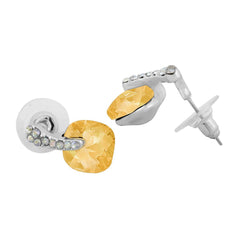 Cushion Aaa Crystal American Diamond Gold Stud Earring Girls Women