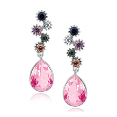 Stylish Drop Aaa Crystal Rhodium Pink Dangle Drop Earring Girls Women