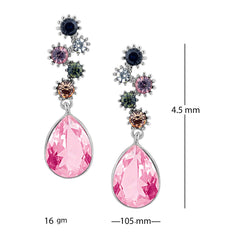 Stylish Drop Aaa Crystal Rhodium Pink Dangle Drop Earring Girls Women