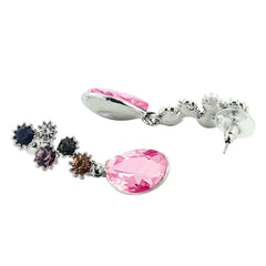 Stylish Drop Aaa Crystal Rhodium Pink Dangle Drop Earring Girls Women