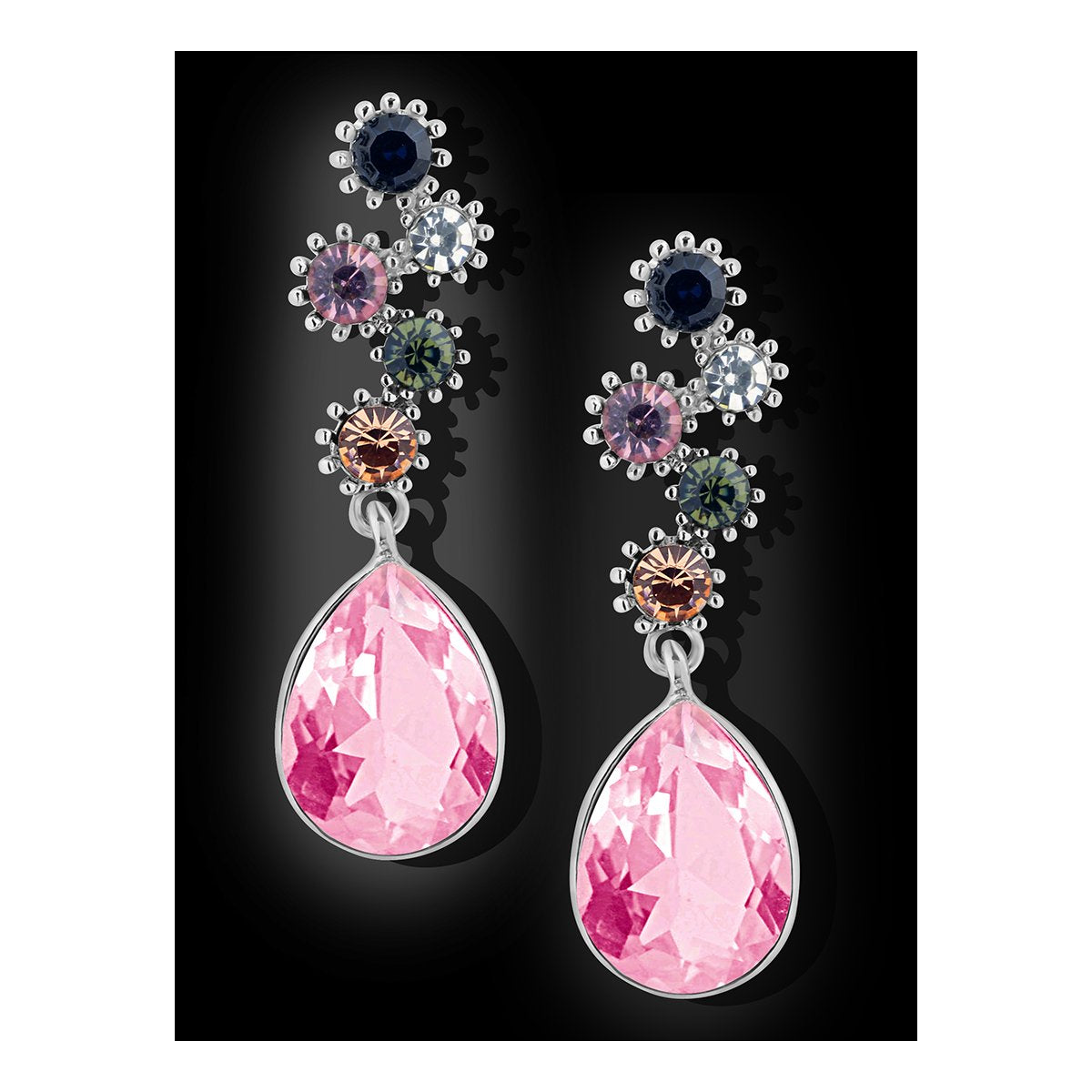 Stylish Drop Aaa Crystal Rhodium Pink Dangle Drop Earring Girls Women