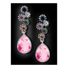 Stylish Drop Aaa Crystal Rhodium Pink Dangle Drop Earring Girls Women
