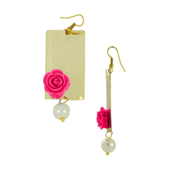Daily Dangling 18K Gold Pink Rose Pearl Dangle Drop Earring