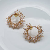 Filigree 18K Gold Crystal American Diamond Chandbali Dangle Earring