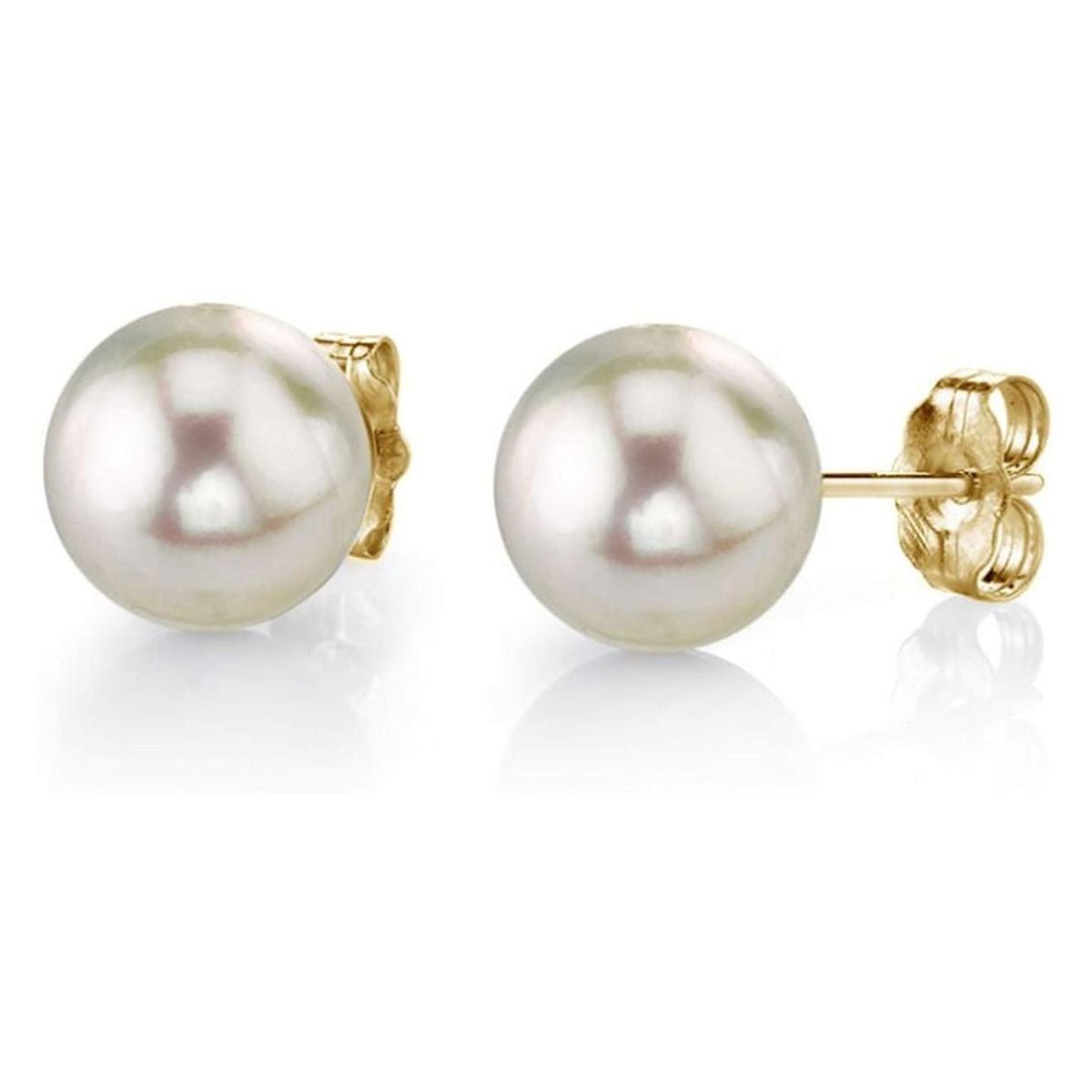 8 Mm Pearl 14K Gold 316L Stainless Steel Stud Earring