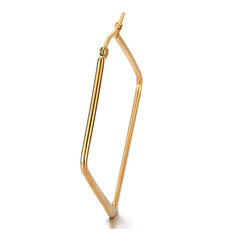 Square Wire Hoop Siver 316L Stainless Steel 18K Gold Earring