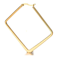 Square Wire Hoop Siver 316L Stainless Steel 18K Gold Earring