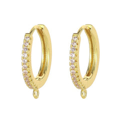 Cubic Zirconia Gold Hoop Earring Pair For Women