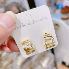 Curb Gold Hook Stud Earring Pair For Women