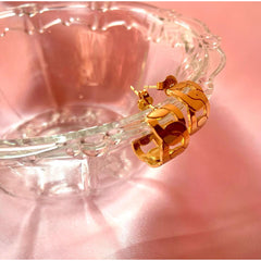 Curb Gold Hook Stud Earring Pair For Women