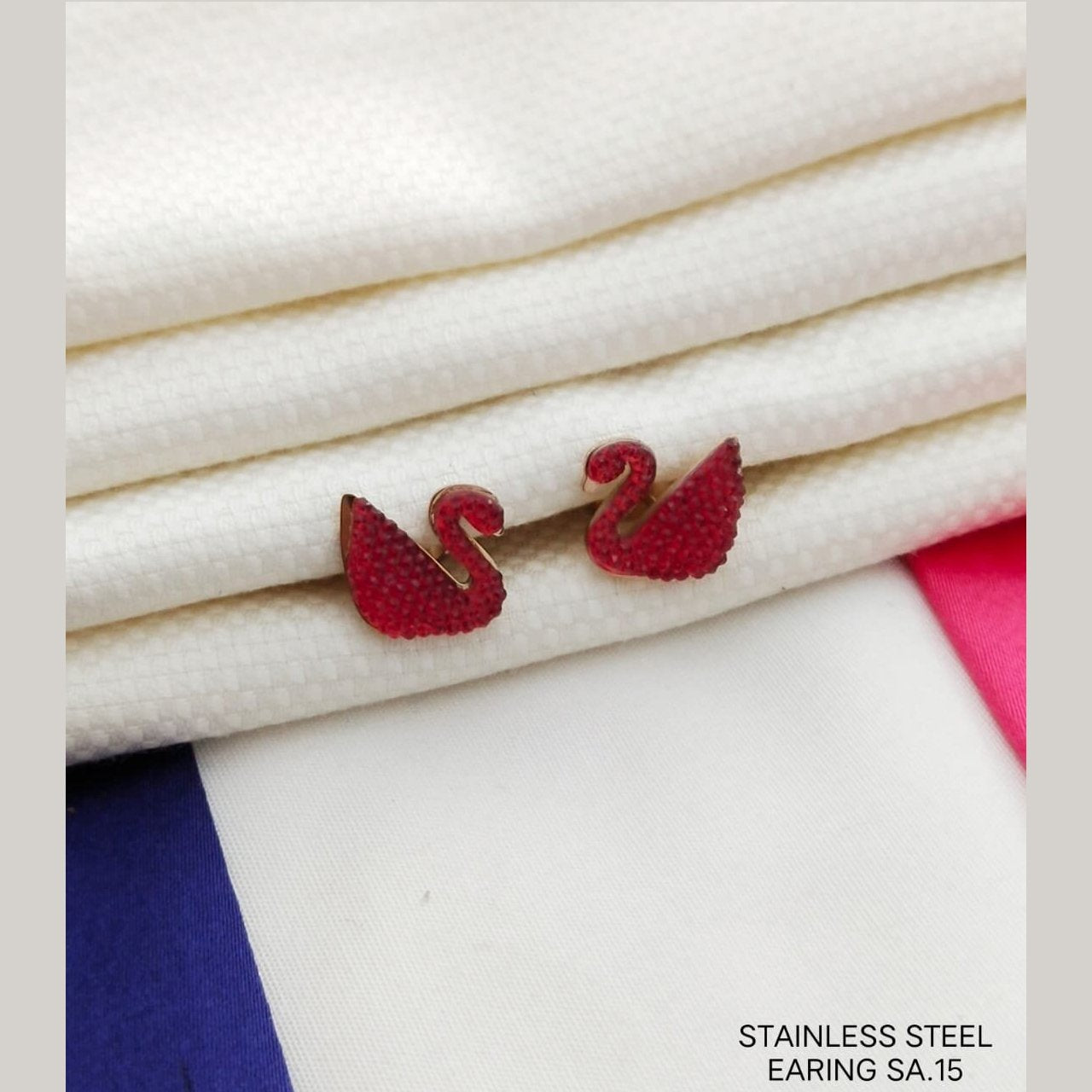 Duck Rose Gold Red Maroon Stainless Steel Stud Earring Pair For Women