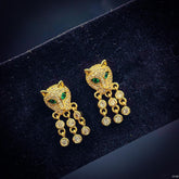Copper Panther Cubic Zirconia Gold Stud Drop Earring Pair Women